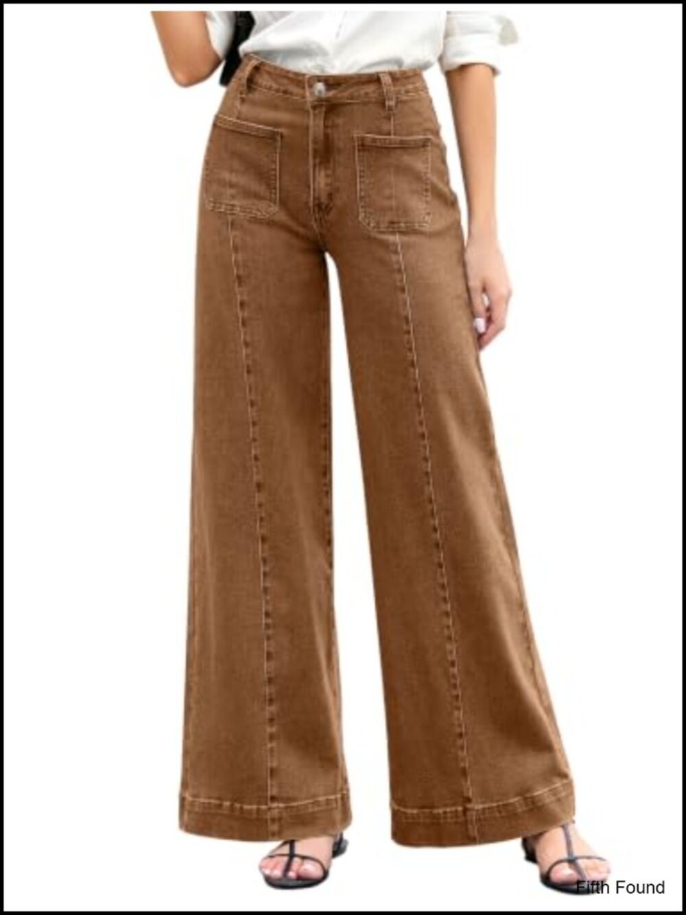Wide Leg High Waisted Stretchy Jeans Cotton Blend Tummy Control Denim